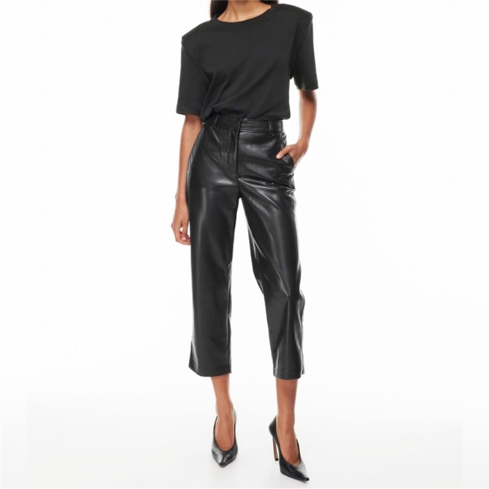 ARITZIA Babaton Command Cropped Pant Black Vegan Leather Mid-Rise Size 6